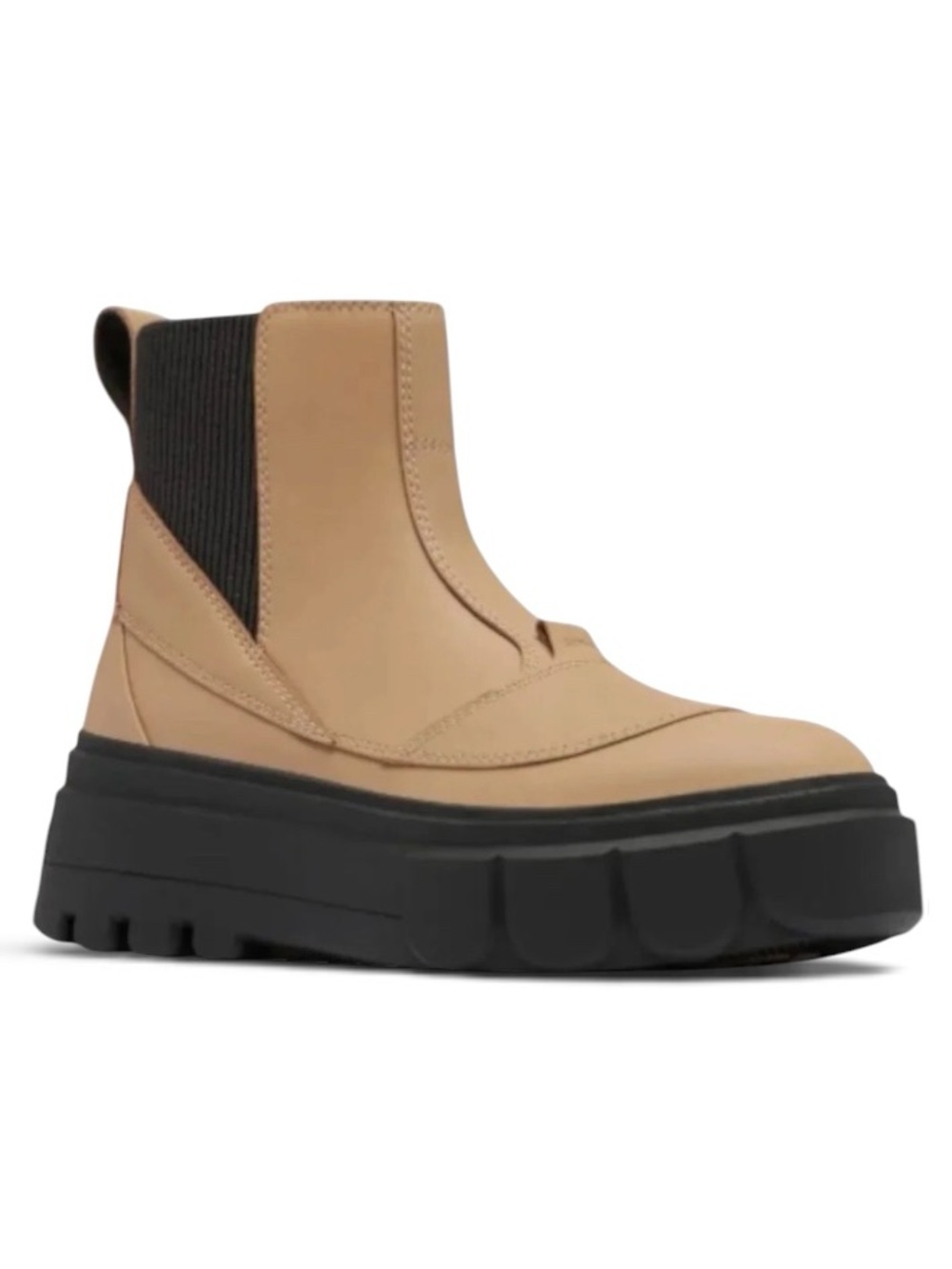 NWT Sorel Beige Caibou X Chelsea Ankle Boots with Black Lug Sole